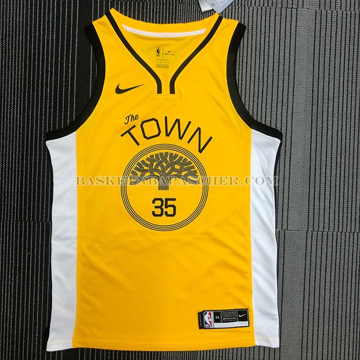 Maillot Golden State Warriors Kevin Durant NO 35 Earned Jaune